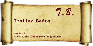 Thaller Beáta névjegykártya